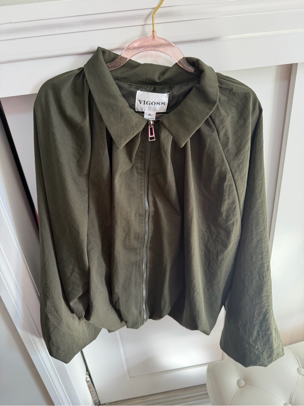 VIGOSS Olive Green Bomber Jacket with Zip